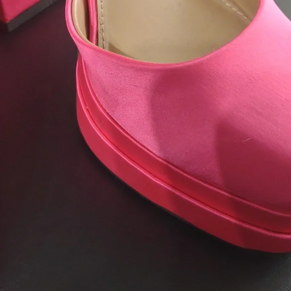 Pink Chunky Retro Block Platform Heels Size 6 - Picture 7 of 13